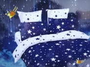 Sötétkék- fehér hullócsillag 7 részes ágynemű szett